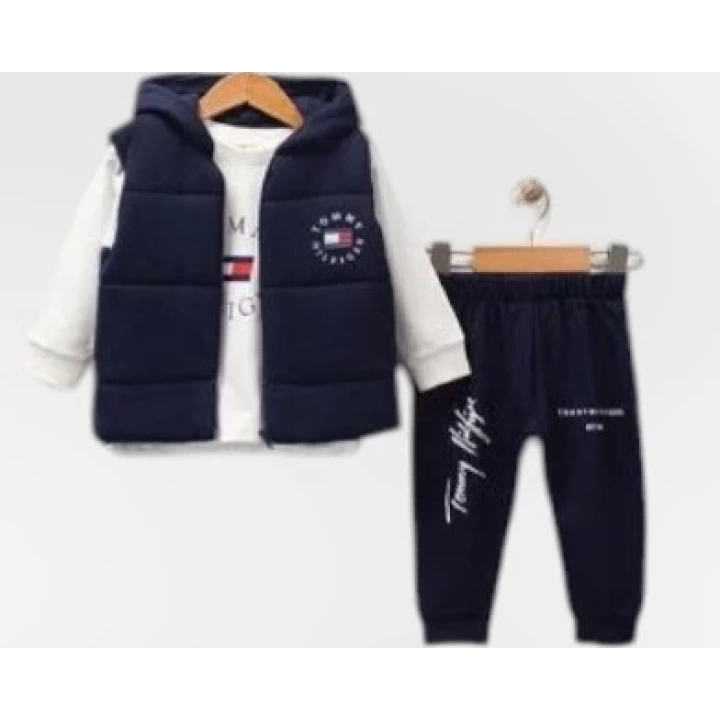 Baby Marka Tomm Desen Baskı Yelekli Üçlü Takım Unisex 6-36 Ay