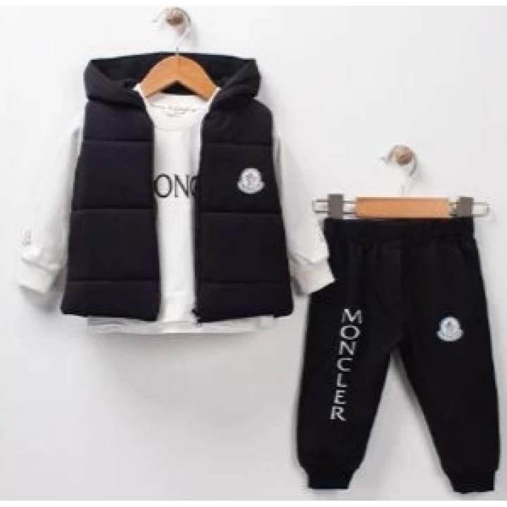 Baby Marka Moller Desen Baskı Yelekli Üçlü Takım Unisex 6-36 Ay