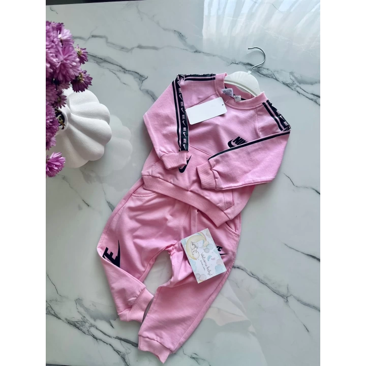 Baby Marka Nke Desen Bisiklet Yaka İkili Takım Unisex 1-5 Yaş