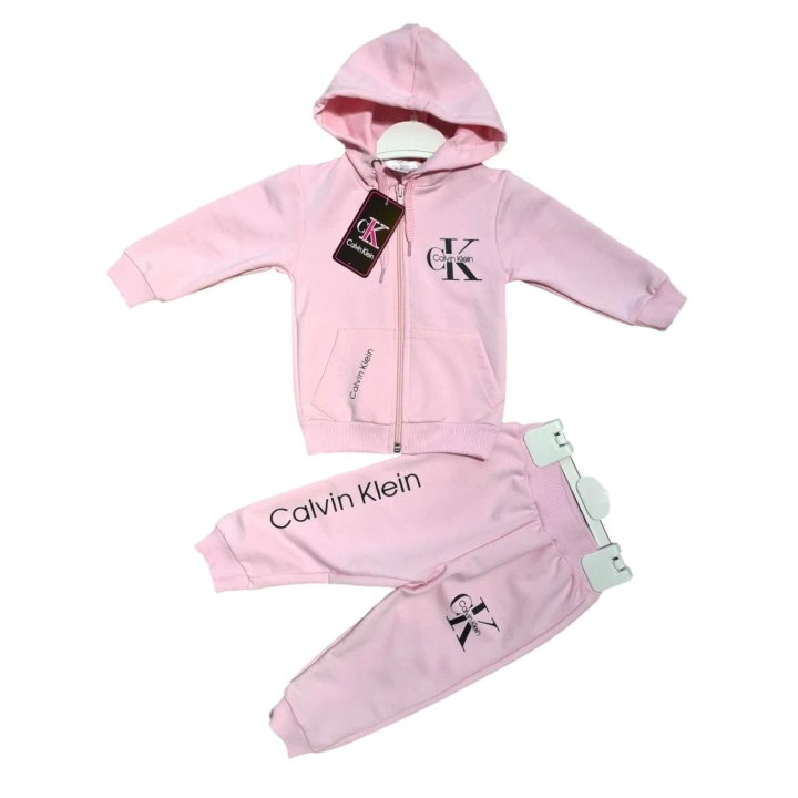 Baby Marka Baskılı Kelvin Desen Kapşonlu Fermuarlı İkili Takım Unisex 1-5 Yaş