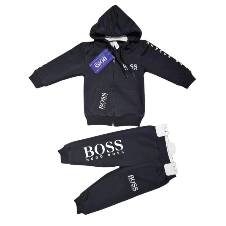 Baby Marka Baskılı Bossa Desen Kapşonlu Fermuarlı İkili Takım Unisex 1-5 Yaş