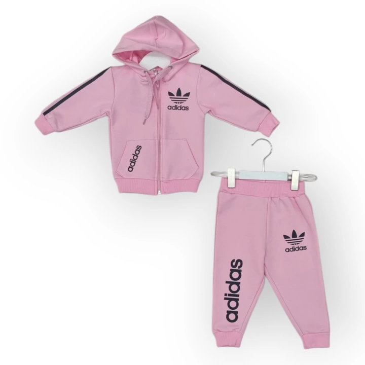 Baby Marka Baskılı Addas Desen Kapşonlu Fermuarlı İkili Takım Unisex 1-5 Yaş