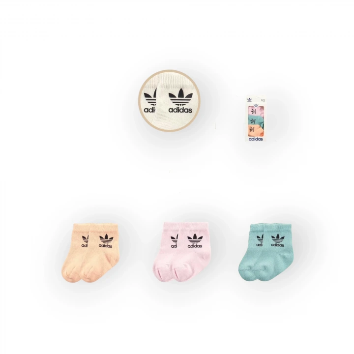 Baby Marka Addas Desen Çorap Set Unisex 0-6 AY 3 Lü Set