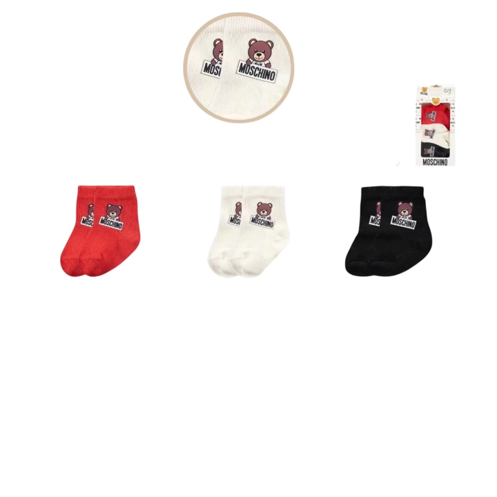 Baby Marka Moşino Desen Çorap Set Unisex 0-6 AY 3 Lü Set