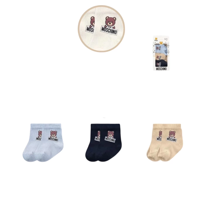 Baby Marka Moşino Desen Çorap Set Unisex 0-6 AY 3 Lü Set