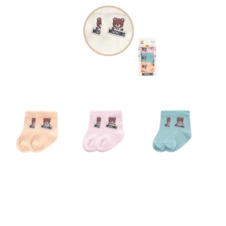 Baby Marka Moşino Desen Çorap Set Unisex 0-6 AY 3 Lü Set