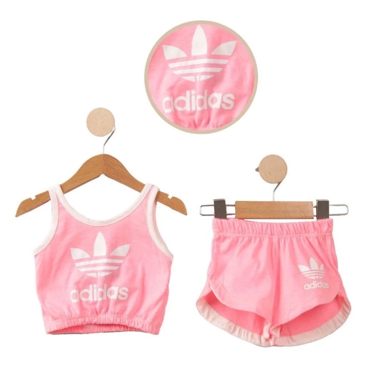 Baby Marka Addas Desen Bustiyer Askılı Şortlu İkili Takım Kız 1-5 Yaş
