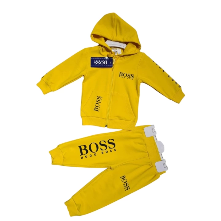 Baby Marka Baskılı Bossa Desen Kapşonlu Fermuarlı İkili Takım Unisex 1-5 Yaş