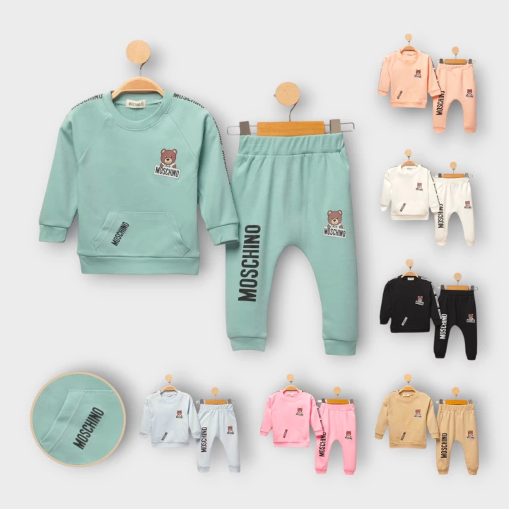 Baby Marka Baskılı Moşino Desen İkili Takım Unisex 6-24 Ay