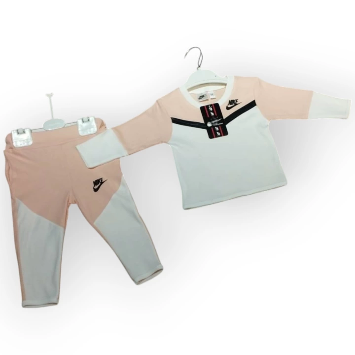 Baby Marka Baskılı Nke Desen Biyeli Uzun Kol İkili Takım Unisex 6-24 Ay