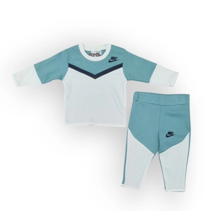 Baby Marka Baskılı Nke Desen Biyeli Uzun Kol İkili Takım Unisex 6-24 Ay