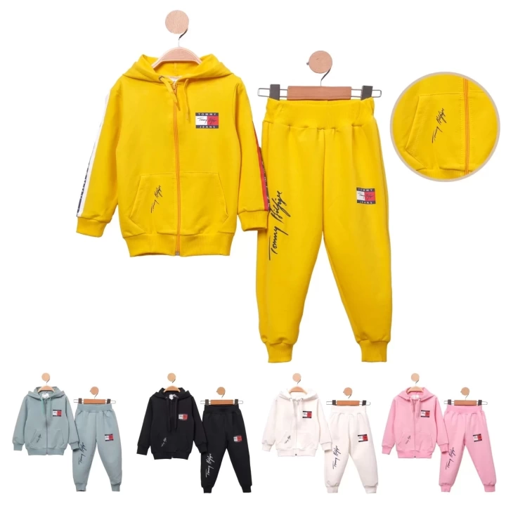 Baby Marka Baskılı Tomm Desen Kapşonlu Fermuarlı İkili Takım Unisex 1-5 Yaş