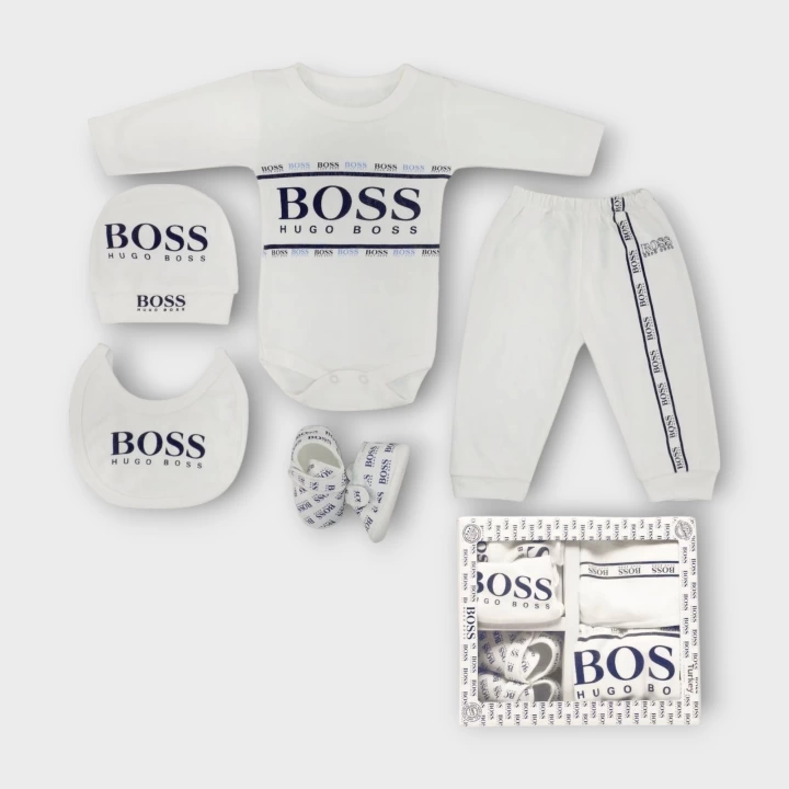 Baby Marka Bossa Desen Beşli Set Unisex 0-6 Ay