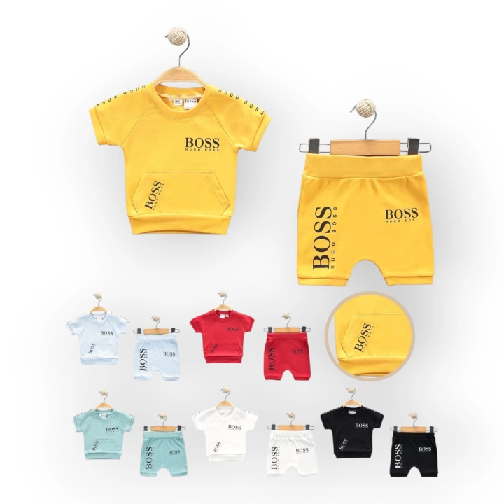 Baby Marka Bossa Desen İnterlok Şortlı İkili Takım Unisex 6-24 Ay