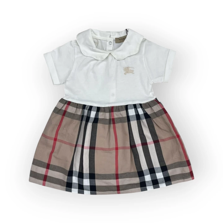 Baby Marka Burberi Desen Bebe Yaka Elbise Kız 9-36 Ay
