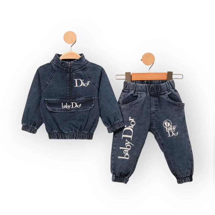 Baby Marka Doory Desen Aylık Uzun Kol Kot İkili Takım Unisex 9-24 Ay