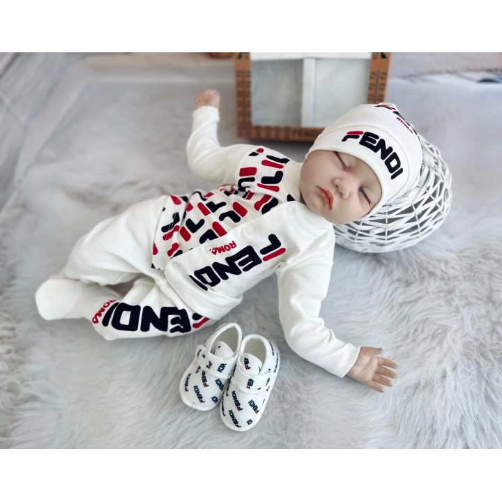 Baby Marka Fany Desen Beşli Set Unisex 0-6 Ay