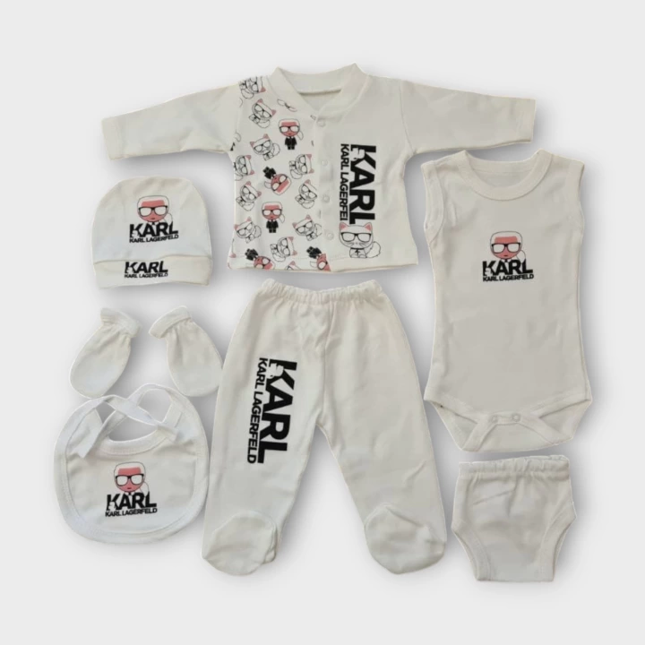 Baby Marka Kyrl Desen Yedili Set Unisex 0-6 Ay