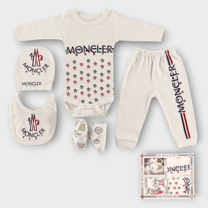 Baby Marka Moller Desen Beşli Set Unisex 0-6 Ay