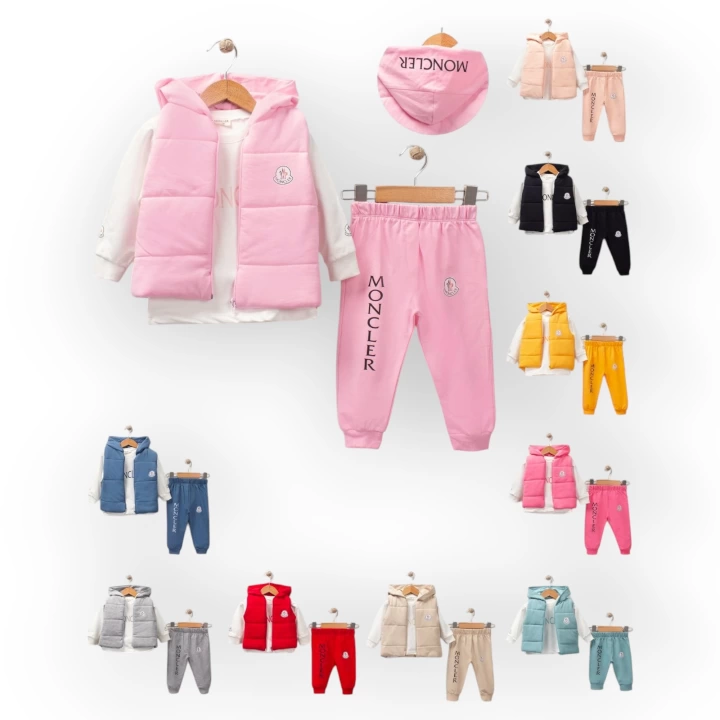 Baby Marka Moller Desen Baskı Yelekli Üçlü Takım Unisex 6-36 Ay