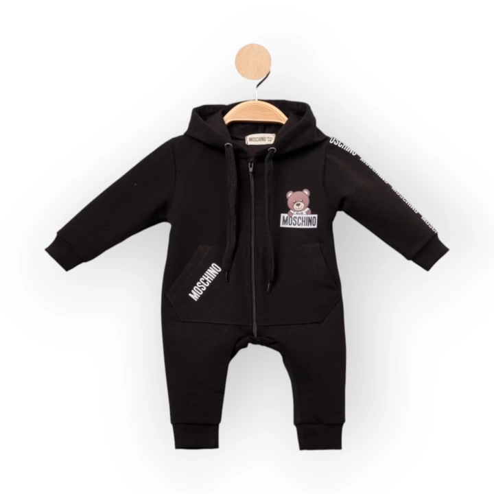 Baby Marka Moşino Desen Kapşonlu Tulum Unisex 6-24 Ay