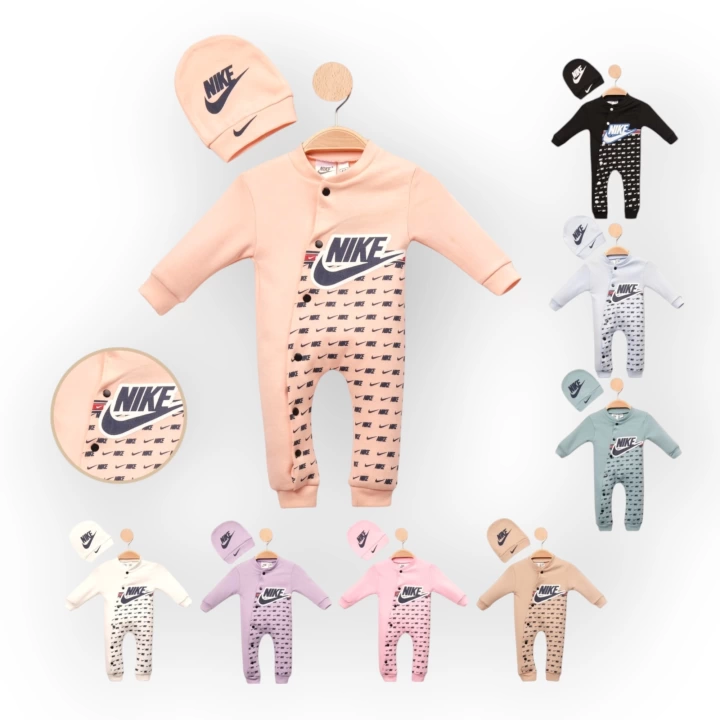 Baby Marka Nke Desen Şapkalı Tulum Unisex 6-24 Ay