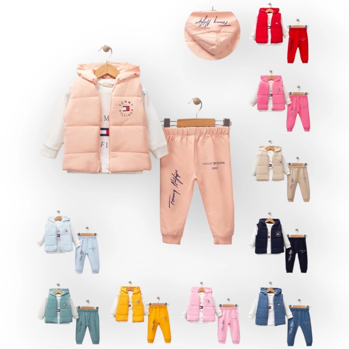 Baby Marka Tomm Desen Baskı Yelekli Üçlü Takım Unisex 6-36 Ay