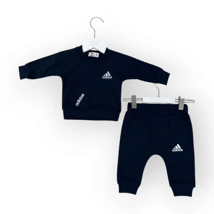 Baby Marka waffle Kumaş Addas Desen Baskılı İkili Takım Unisex 6-24 Ay