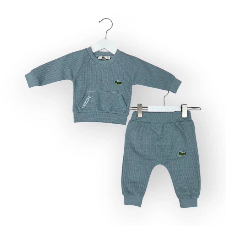 Baby Marka waffle Kumaş Lakost Desen Baskılı İkili Takım Unisex 6-24 Ay