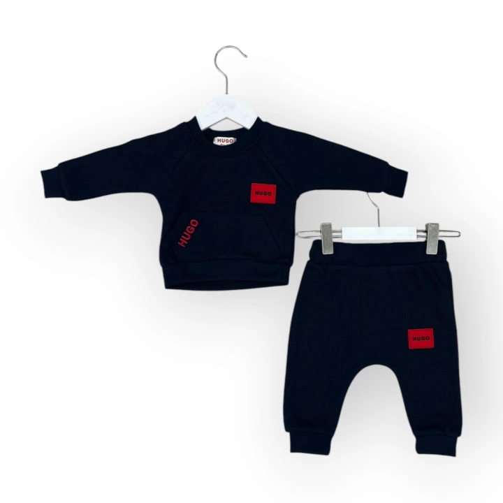 Baby Marka Wafflel Kumaş Huqo Desen Baskılı İkili Takım Unisex 6-24 Ay