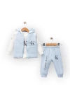 Baby Marka Kelvin Desen Baskı Yelekli Üçlü Takım Unisex 6-36 Ay