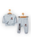 Baby Marka Baskılı Moşino Desen İkili Takım Unisex 6-24 Ay