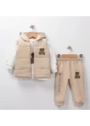 Baby Marka Wilton Desen Baskı Yelekli Üçlü Takım Unisex 9-36 Ay