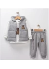 Baby Marka Wilton Desen Baskı Yelekli Üçlü Takım Unisex 9-36 Ay