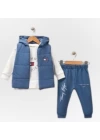 Baby Marka Tomm Desen Baskı Yelekli Üçlü Takım Unisex 6-36 Ay