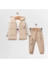 Baby Marka Tomm Desen Baskı Yelekli Üçlü Takım Unisex 6-36 Ay