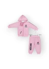 Baby Marka Baskılı Moşino Desen Kapşonlu Fermuarlı İkili Takım Unisex 1-5 Yaş