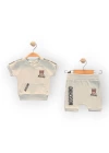 Baby Marka Moşino Desen İnterlok Şortlu İkili Takım Unisex 6-24 Ay