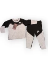 Baby Marka Baskılı Nke Desen Biyeli Uzun Kol İkili Takım Unisex 6-24 Ay