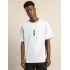 Unisex Bisiklet Yaka Baskılı Oversize T-Shirt - Beyaz