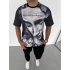 Unisex Bisiklet Yaka Baskılı Oversize T-Shirt - Beyaz