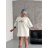 Unisex Bisiklet Yaka Baskılı Oversize T-Shirt - Beyaz