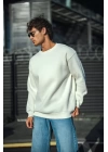 Kışlık Bisiklet Yaka Üç İplik Basic SweatShirt - Beyaz