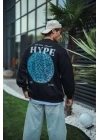 Üç İplik Bisiklet Yaka Baskılı SweatShirt - Siyah