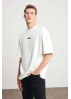 Unisex Baskılı Oversize T-Shirt - Beyaz