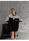 Unisex Baskılı Oversize T-Shirt - Siyah