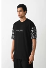 Unisex Baskılı Oversize T-Shirt - Siyah