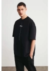 Unisex Baskılı Oversize T-Shirt - Siyah