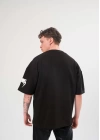 Unisex Bisiklet Yaka Baskılı Oversize T-Shirt - Siyah