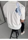 Unisex Nakış İşlemeli T-Shirt - Beyaz